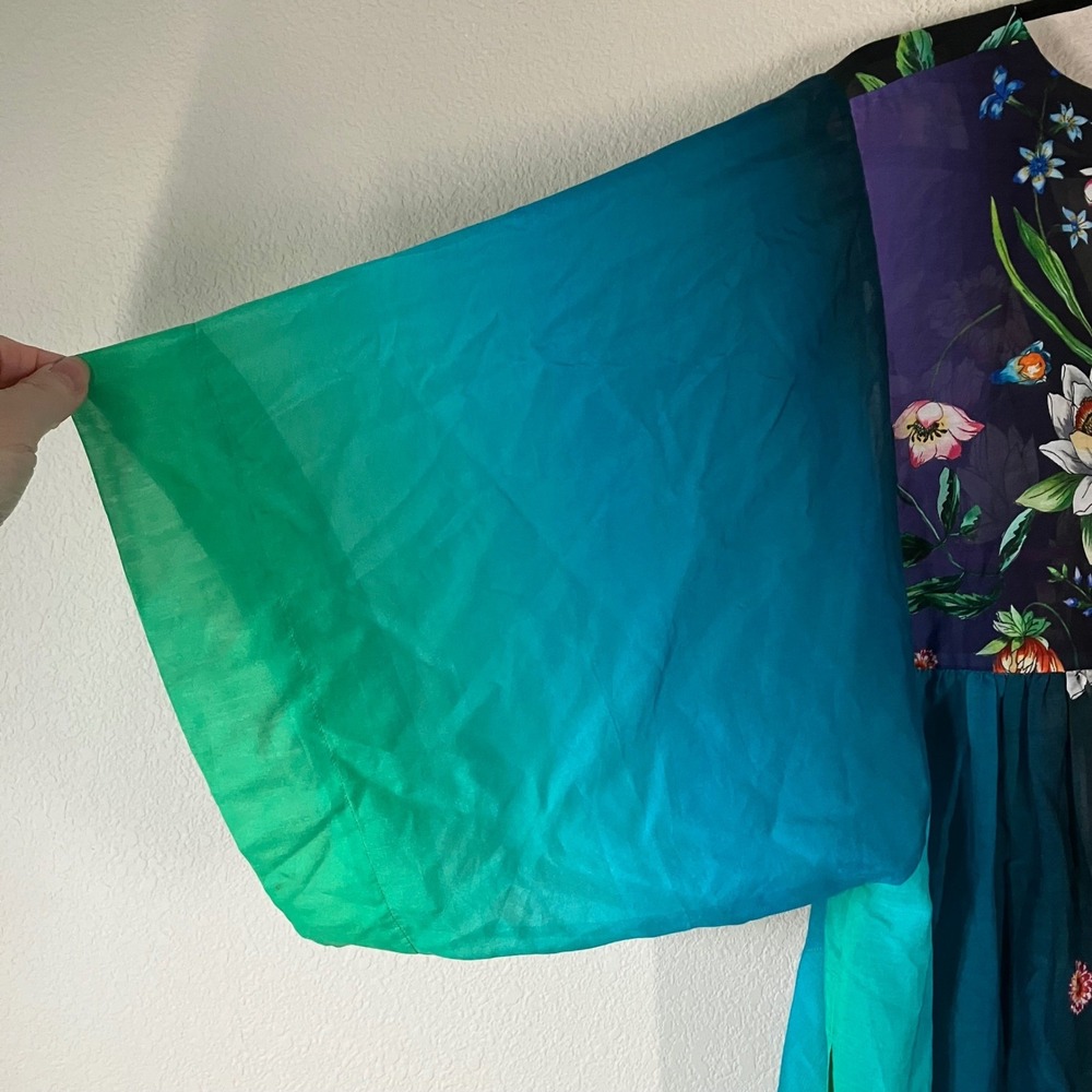 JOHNNY WAS Secret Garden Sheer Kimono Dress 1X Ombre Floral Coverup Resort Beach - Picture 6 of 15